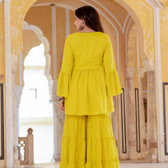 Women's Rayon Kurta with Sharara and Dupatta Set