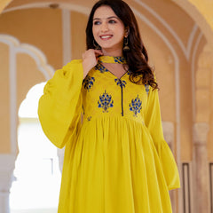 Women's Rayon Kurta with Sharara and Dupatta Set