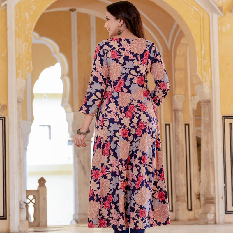 Women Floral Flared Kurta Set