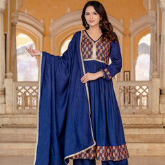 Women Viscose Rayon Kurta Palazzo Set
