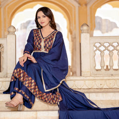 Women Viscose Rayon Kurta Palazzo Set