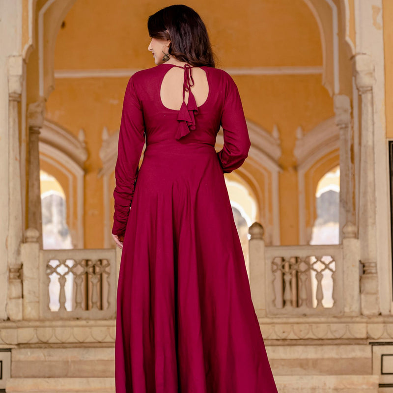 Anarkali Gown & Pant with Georgette Plain Lace Border Dupatta Ethnic Set