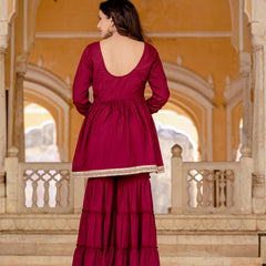 Women Viscose Rayon Kurta Palazzo Set