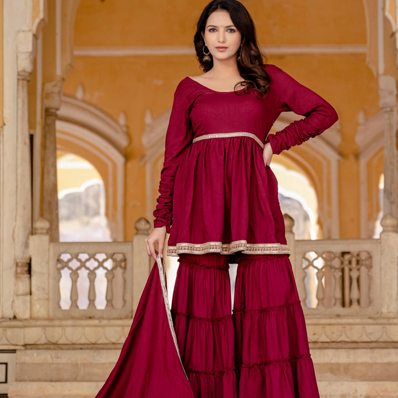 Women Viscose Rayon Kurta Palazzo Set