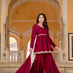 Women Viscose Rayon Kurta Palazzo Set