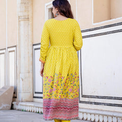 Ethnic Motifs Printed Sequinned Detailed Maxi Ethnic Dress With Dupatta
