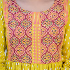 Ethnic Motifs Printed Sequinned Detailed Maxi Ethnic Dress With Dupatta