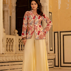 Women Viscose Rayon Ethnic Top Palazzo Dupatta Set