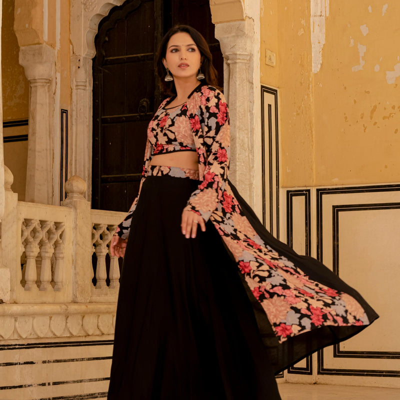 Floral Skirt-Suit Set