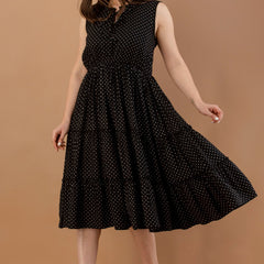 Women's Polka Print Fit & Flare Dress